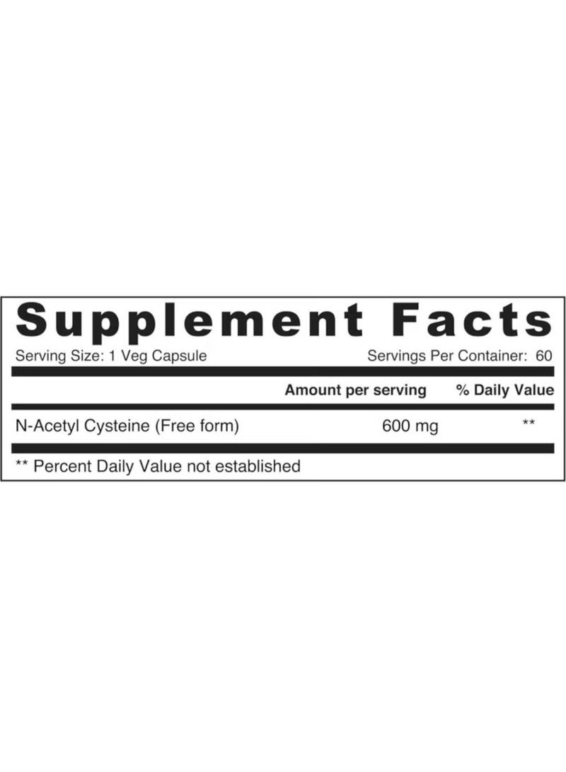 شروق الشمس Sunshine Nutrition NAC (N-Acetyl Cysteine) 600mg | Enhances Immune Function & Antioxidant Cell Support | 60 Vegetarian Capsules - Image 2